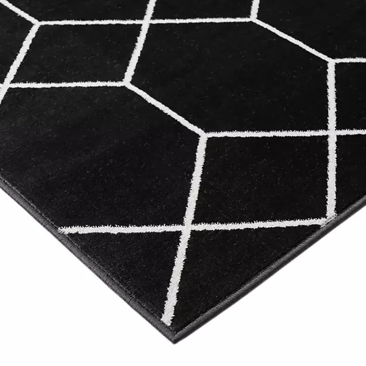 Alfombra Tejida en Blanco y Negro con Patrón de Celosía, Tamaño 1.83x2.74 Metros - Oferta Relámpago en Decoración para el Hogar Kirklands
