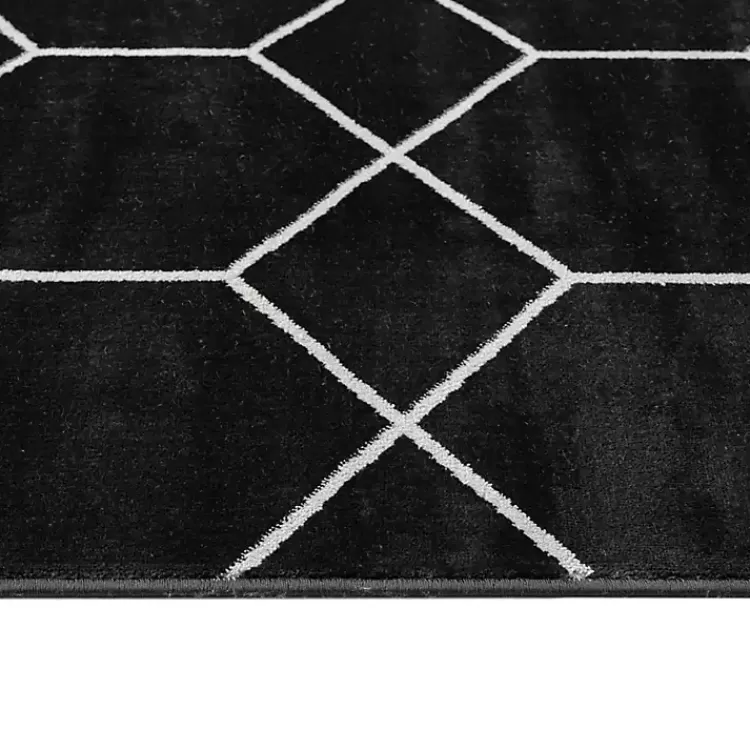 Alfombra Tejida en Blanco y Negro con Patrón de Celosía, Tamaño 1.83x2.74 Metros - Oferta Relámpago en Decoración para el Hogar Kirklands