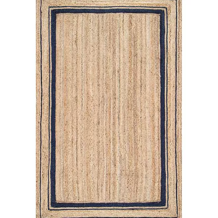 Alfombra tejida de yute con doble borde negro - Tamaño 5x8 pies | Diseño rústico para salas y dormitorios - Oferta exclusiva de liquidación en Kirklands Home