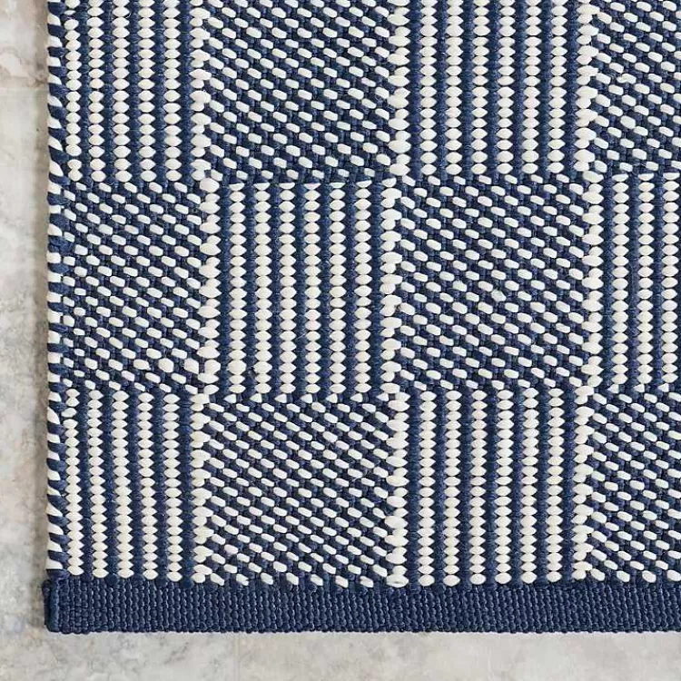 Alfombra Versátil de Cuadros Azul Marino y Marfil para Interior/Exterior - Tamaño 6x9 Pies | Oferta Especial en Decoración Hogareña