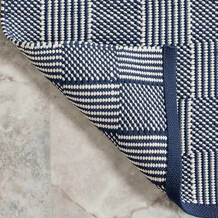Alfombra Versátil de Cuadros Azul Marino y Marfil para Interior/Exterior - Tamaño 6x9 Pies | Oferta Especial en Decoración Hogareña