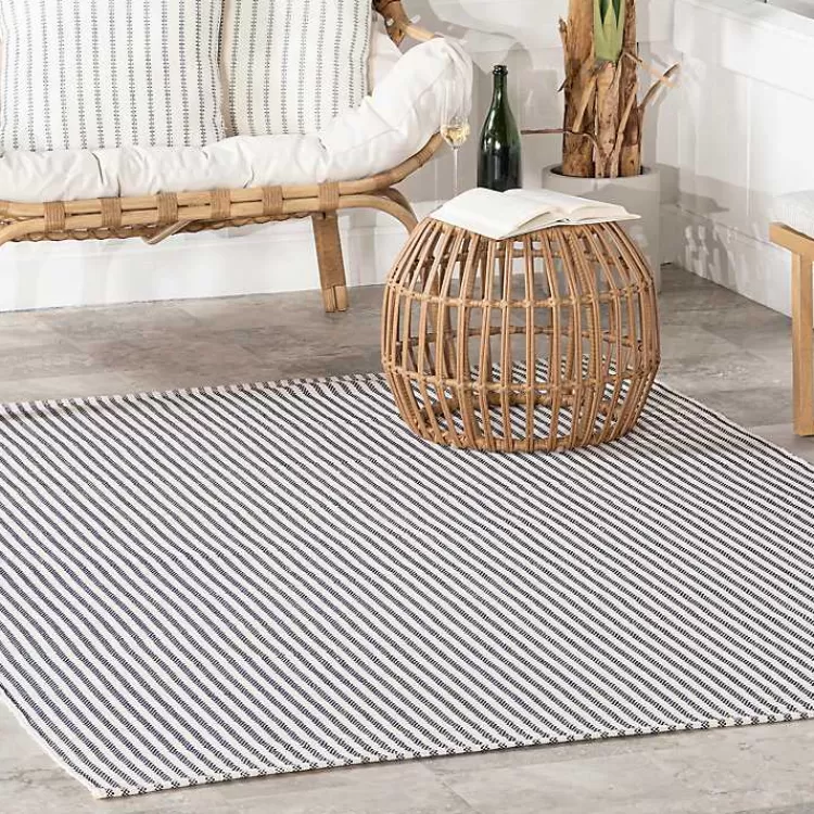 Alfombra Decorativa de Rayas Azules y Blancas - Resistente para Interiores y Exteriores (152x244 cm) - Oferta Especial en Muebles Kirklands