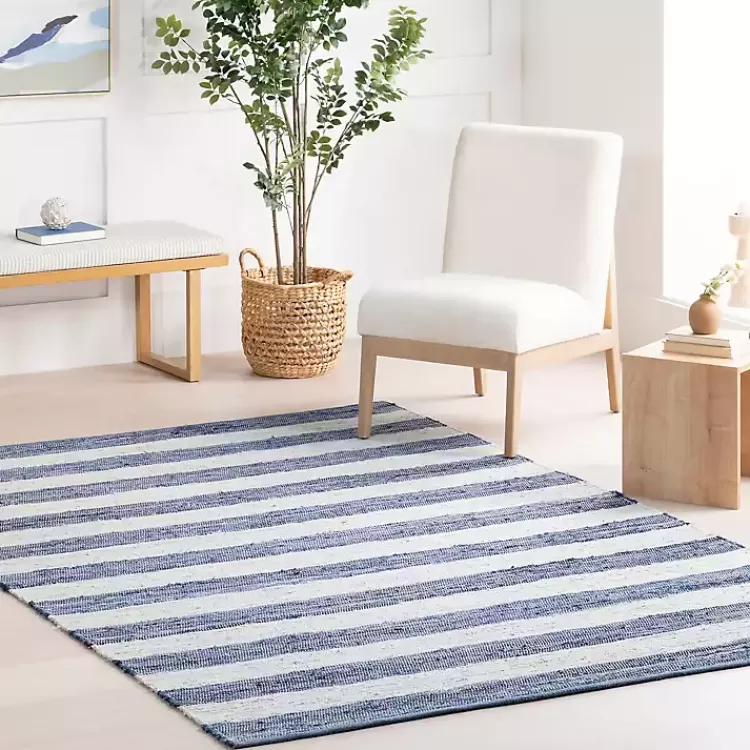 Alfombra de Rayas Azules y Blancas para Interior y Exterior - Tamaño 2x3 metros | Diseño Moderno Kirklands | Oferta Especial en Decoración para Hogar
