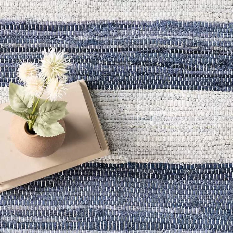 Alfombra de Rayas Azules y Blancas para Interior y Exterior - Tamaño 2x3 metros | Diseño Moderno Kirklands | Oferta Especial en Decoración para Hogar