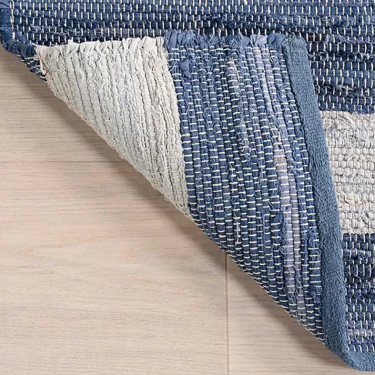 Alfombra de Rayas Azules y Blancas para Interior y Exterior - Tamaño 2x3 metros | Diseño Moderno Kirklands | Oferta Especial en Decoración para Hogar