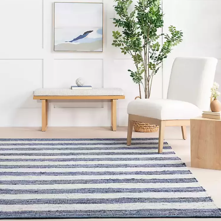 Alfombra de Rayas Azules y Blancas para Interior y Exterior - Tamaño 2x3 metros | Diseño Moderno Kirklands | Oferta Especial en Decoración para Hogar
