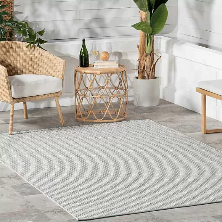 Alfombra decorativa con diseño de enredadera en azul y blanco - 0.9x1.5 metros para interior y exterior | Resistente a la intemperie | Estilo versátil para terrazas o salas - Colección Kirklands Home