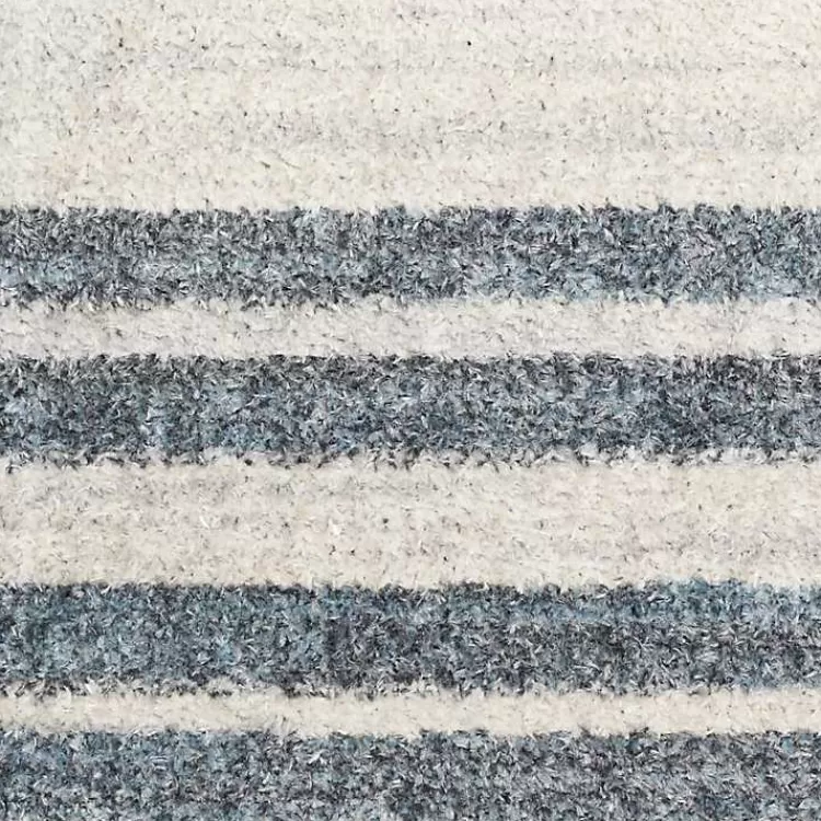 Alfombra Decorativa Marfil y Azul con Motivo Lunar - Diseño Lineal Moderno, Medidas 2x8 Pies - Colección Exclusiva Kirklands