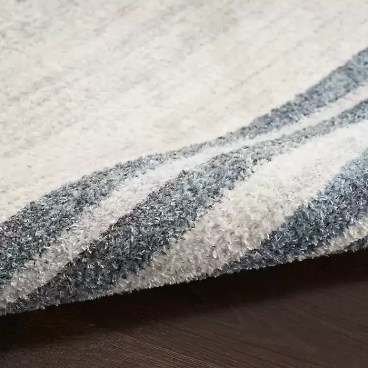 Alfombra Decorativa Marfil y Azul con Motivo Lunar - Diseño Lineal Moderno, Medidas 2x8 Pies - Colección Exclusiva Kirklands