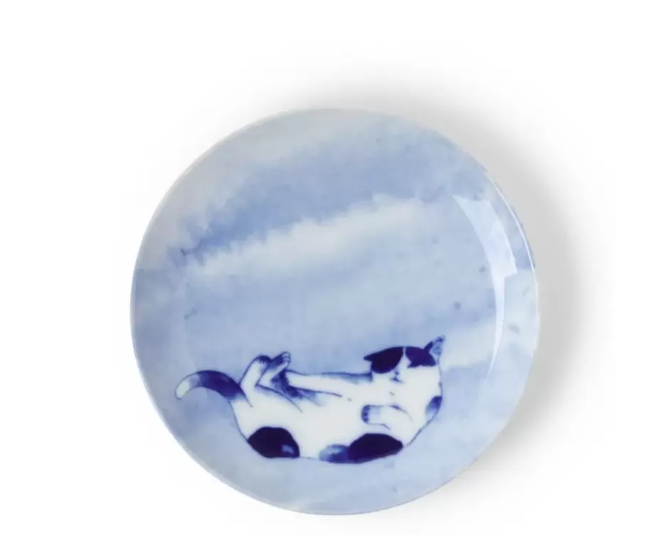 Plato Reutilizable con Diseño Juguetón de Gatito Azul - Colección Exclusiva MIYA