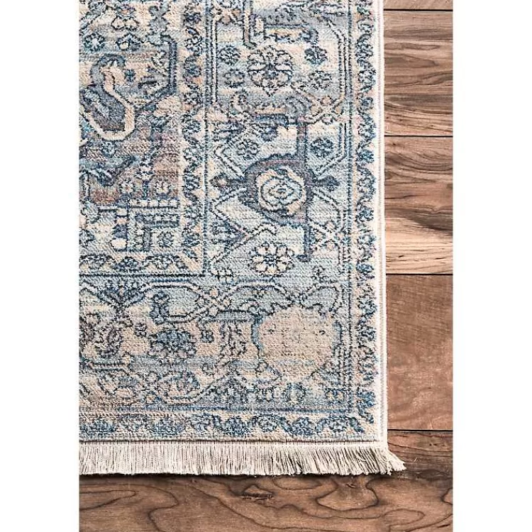 Alfombra Elegante Azul con Medallón y Flecos, 1.52x2.44m - Diseño Exclusivo para Hogar Kirklands