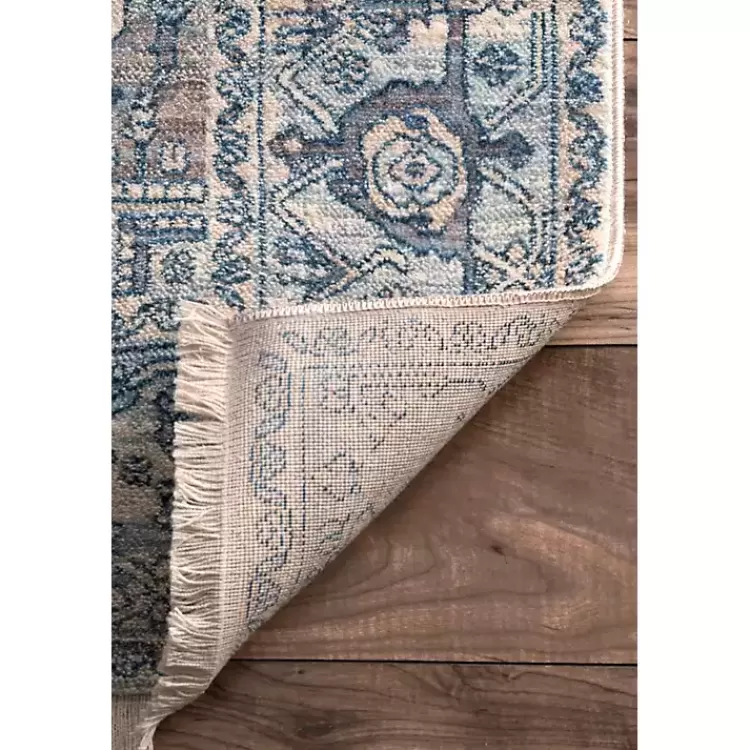 Alfombra Elegante Azul con Medallón y Flecos, 1.52x2.44m - Diseño Exclusivo para Hogar Kirklands