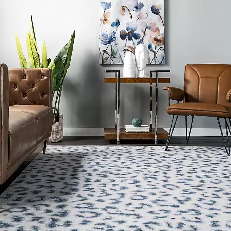 Alfombra Lavable Kirklands Home - Estilo Moderno con Motivos de Leopardo Azul | Tamaño 1.5x2.4m | Diseño Único para Salas y Dormitorios | Novedad en Decoración de Interiores