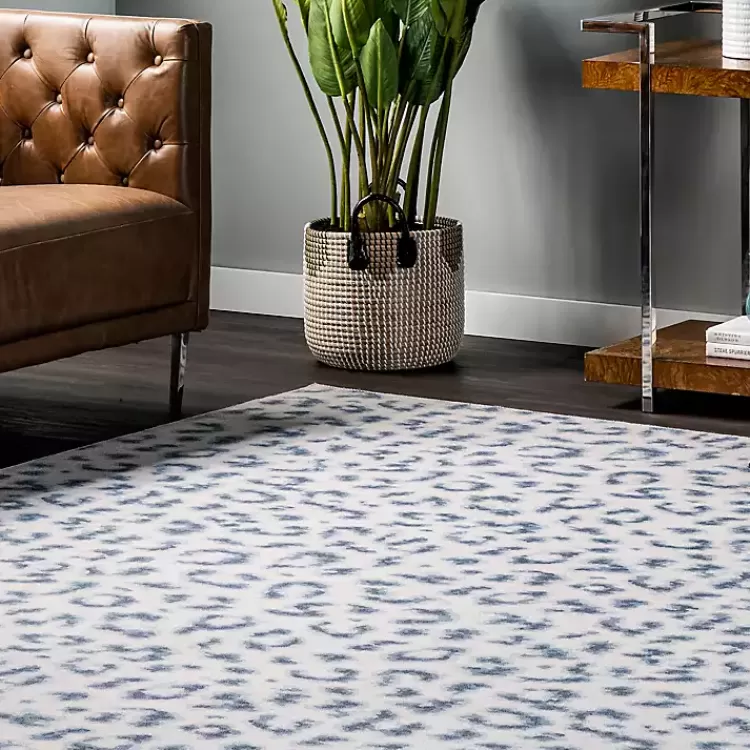 Alfombra Lavable Kirklands Home - Estilo Moderno con Motivos de Leopardo Azul | Tamaño 1.5x2.4m | Diseño Único para Salas y Dormitorios | Novedad en Decoración de Interiores