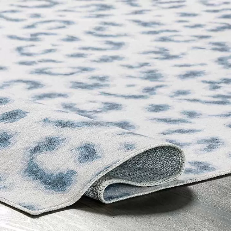 Alfombra Lavable Kirklands Home - Estilo Moderno con Motivos de Leopardo Azul | Tamaño 1.5x2.4m | Diseño Único para Salas y Dormitorios | Novedad en Decoración de Interiores