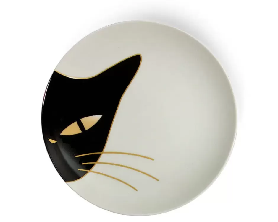 Juego de Platos Postreros con Diseño Felino - 16.5 cm | Colección Moderna Miya