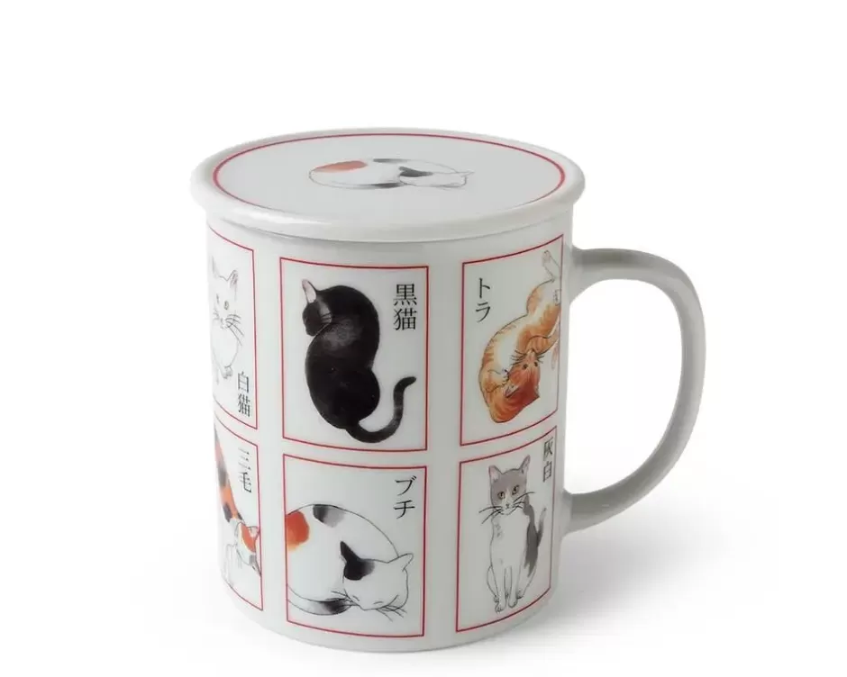 Taza MIYA Colección Catopedia - Incluye tapa antiderrames, diseño gatuno para amantes de los gatos
