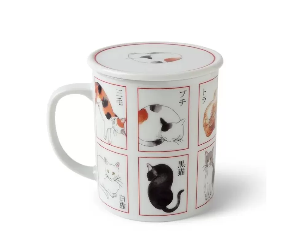 Taza MIYA Colección Catopedia - Incluye tapa antiderrames, diseño gatuno para amantes de los gatos