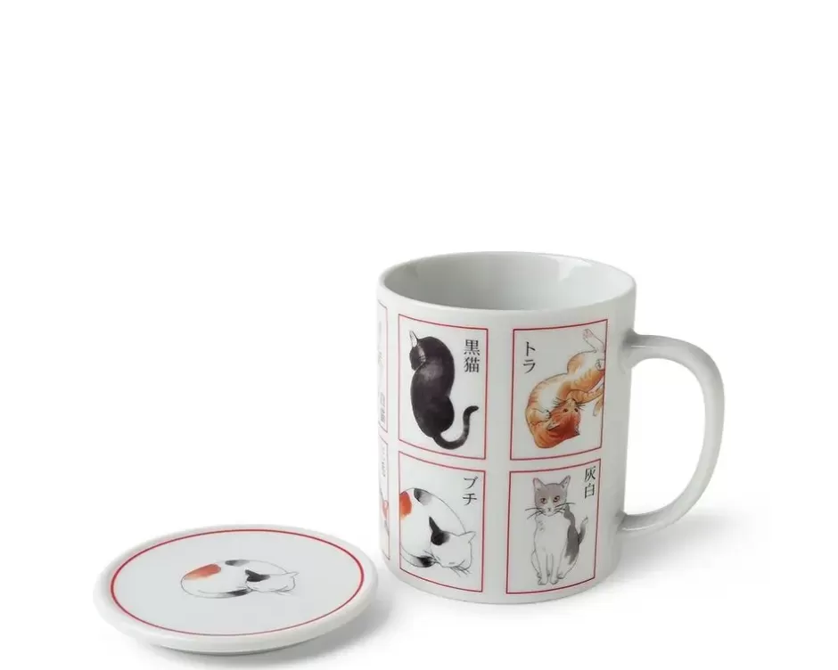 Taza MIYA Colección Catopedia - Incluye tapa antiderrames, diseño gatuno para amantes de los gatos