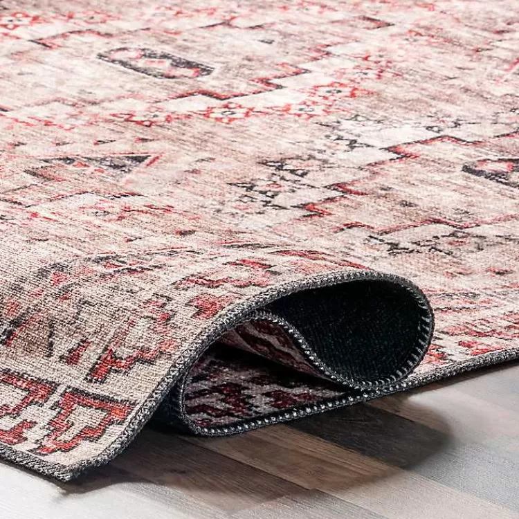 Alfombra lavable moderna en tonos crema y granate con diseño geométrico de diamantes, medida 2.10x2.70 metros - Oferta exclusiva de tapicería Kirklands