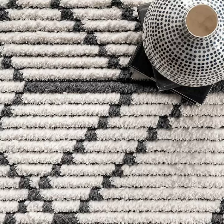 Alfombra moderna con diseño de diamantes geométricos en beige y flecos decorativos - Tamaño 7x10 pies, perfecta para salas - Oferta exclusiva en tapetes para el hogar