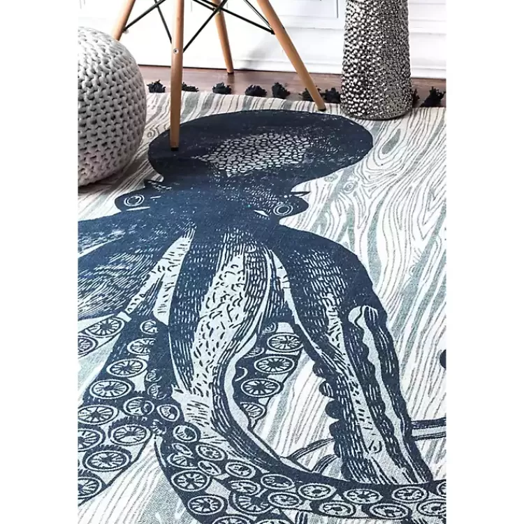 Alfombra Moderna 1.5x2.4m - Diseño de Pulpo Nocturno Colección Thomas Paul | Estilo Kirklands - Elección Premium para Hogar