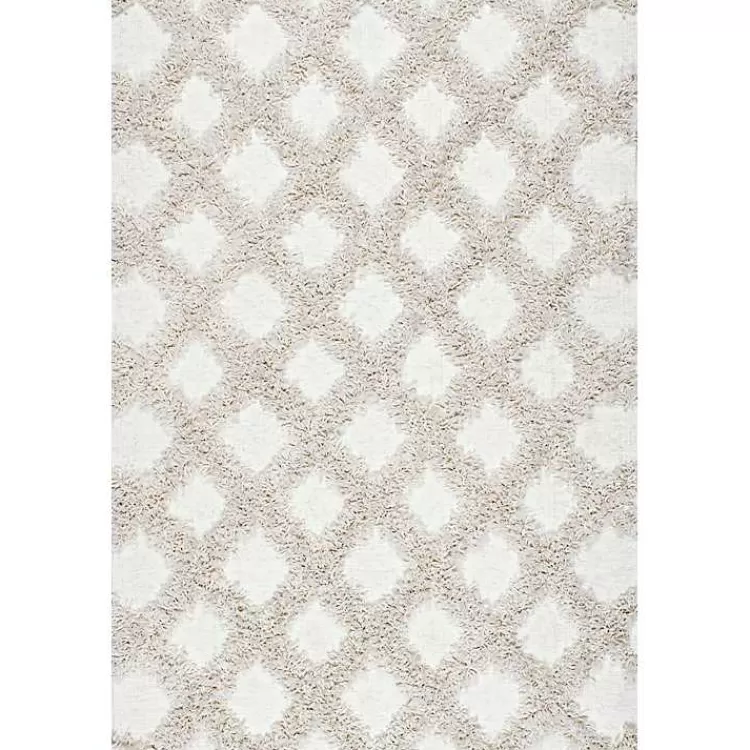 Alfombra Peluda de Diseño Diamante y Enrejado | 5x8 Pies | Oferta Relámpago en Decoración para el Hogar Kirklands