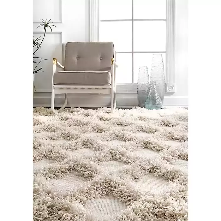 Alfombra Peluda de Diseño Diamante y Enrejado | 5x8 Pies | Oferta Relámpago en Decoración para el Hogar Kirklands