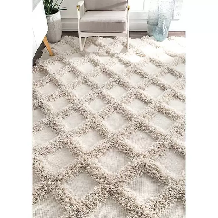 Alfombra Peluda de Diseño Diamante y Enrejado | 5x8 Pies | Oferta Relámpago en Decoración para el Hogar Kirklands