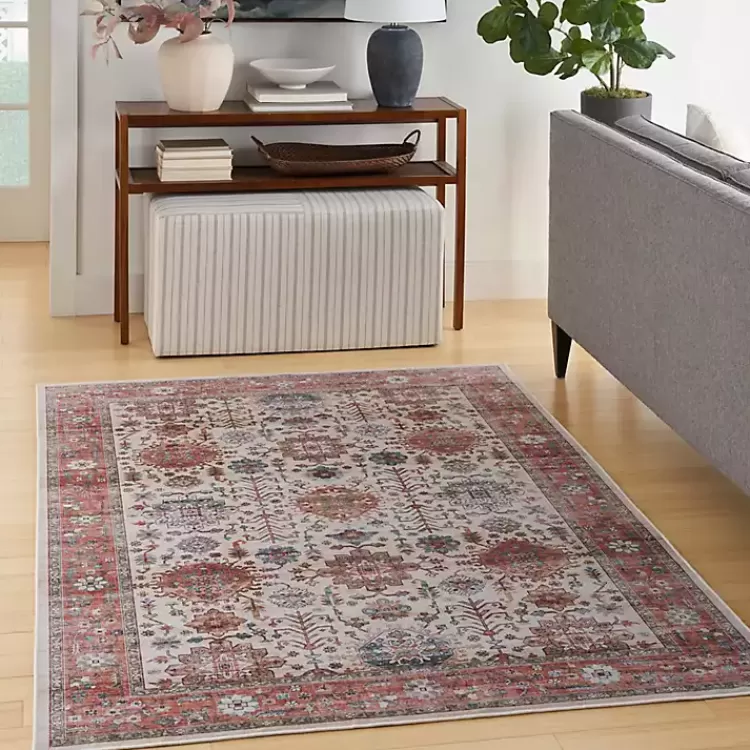 Alfombra Elegante Fulton con Medallón Floral en Rojo, Tamaño 7x10 Pies - Diseño Exclusivo para Salas de Kirklands