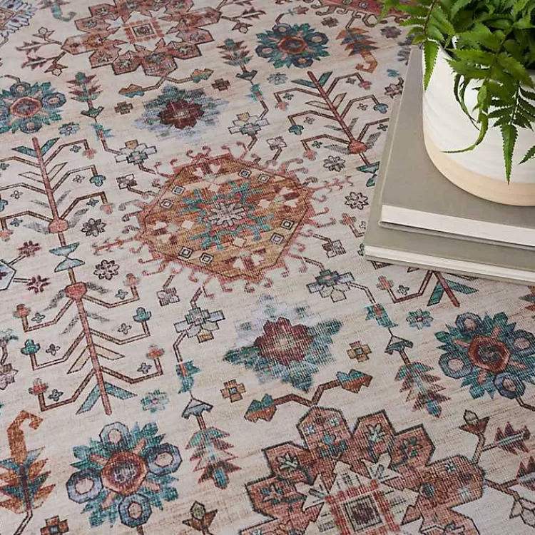Alfombra Elegante Fulton con Medallón Floral en Rojo, Tamaño 7x10 Pies - Diseño Exclusivo para Salas de Kirklands