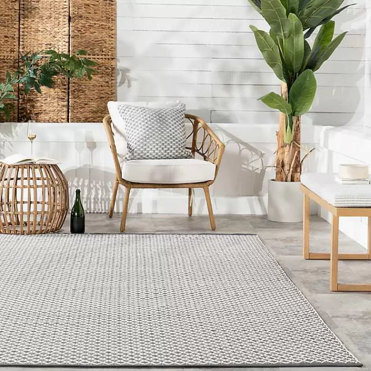 Alfombra Versátil de Diseño Enredadera en Gris y Blanco - Ideal para Interior y Exterior (Medidas 1.20x1.80 m) - Colección Exclusiva Kirklands Home