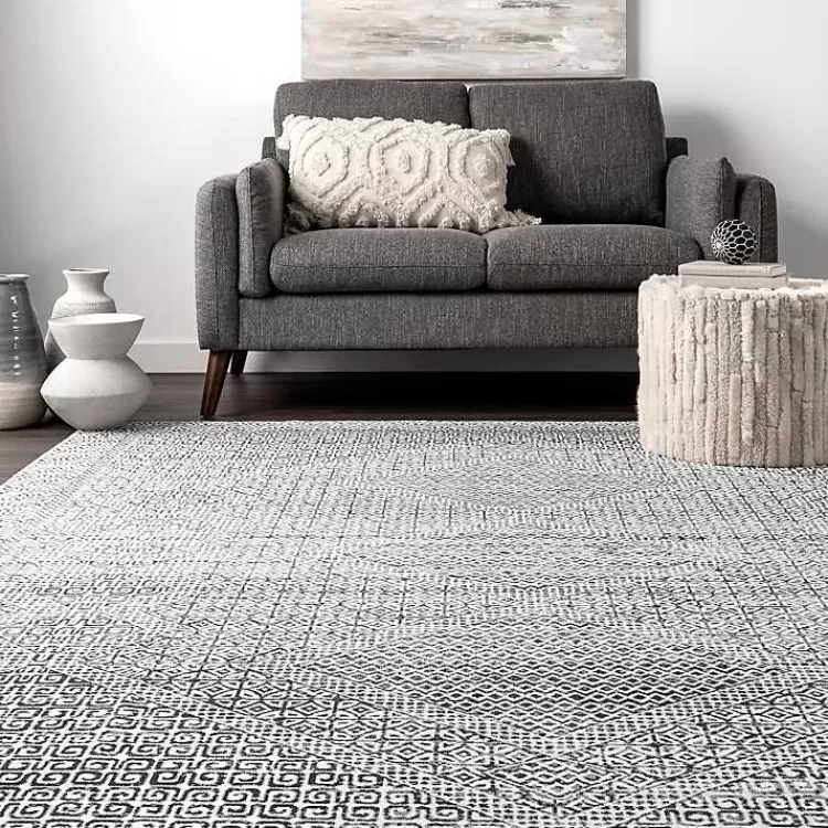 Tapete Moderno Estampado Abstracto Gris - Lavable, Tamaño 0.9x1.5m para Sala o Dormitorio | Colección Exclusiva Kirklands Hogar