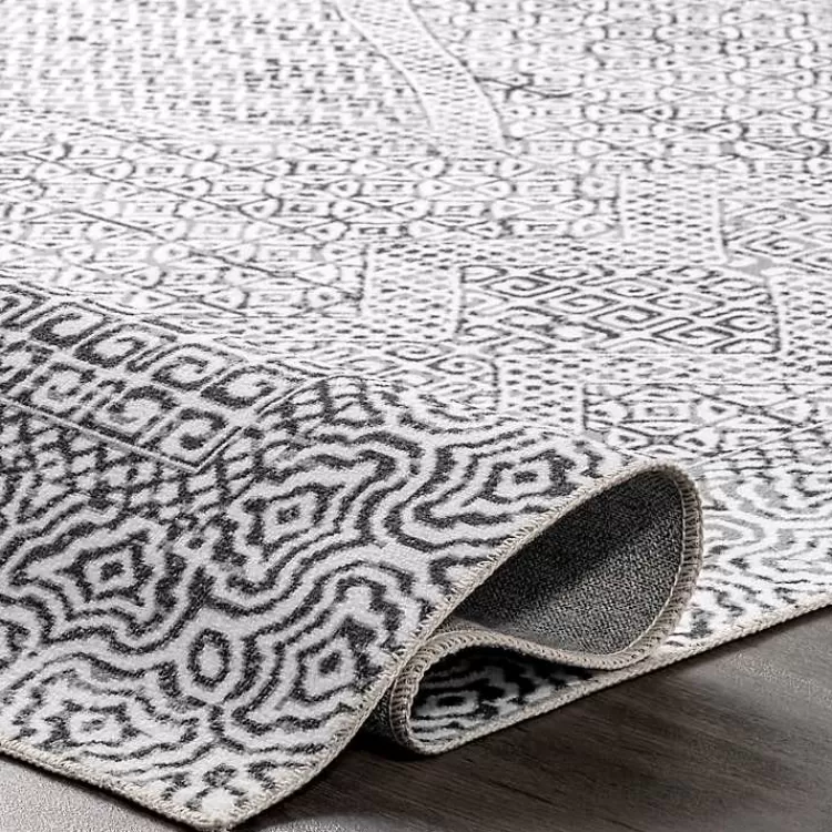 Tapete Moderno Estampado Abstracto Gris - Lavable, Tamaño 0.9x1.5m para Sala o Dormitorio | Colección Exclusiva Kirklands Hogar
