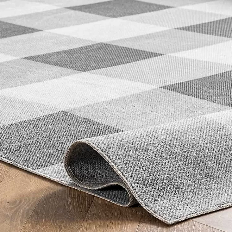 Alfombra Lavable de Diseño Cuadros Búfalo - Gris Invierno 1.20x1.80m | Tapiz Duradero para Salón | Colección Exclusiva Kirklands