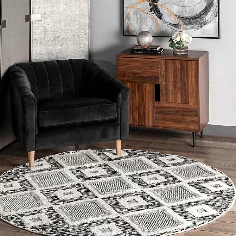 Tapiz Decorativo en Cuadros Grises con Flecos - 1.52x2.13m, Estilo Moderno y Acabado Artesanal | Oferta Exclusiva Kirklands