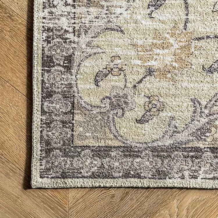 Oferta Flash de Hogar Kirklands - Alfombra Lavable con Diseño de Medallón Desgastado en Gris, Medidas 2.44x1.52m, Perfecta para Espacios Modernos