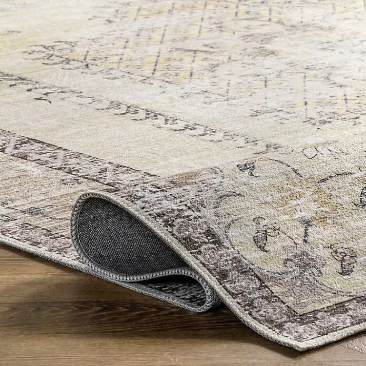 Oferta Flash de Hogar Kirklands - Alfombra Lavable con Diseño de Medallón Desgastado en Gris, Medidas 2.44x1.52m, Perfecta para Espacios Modernos