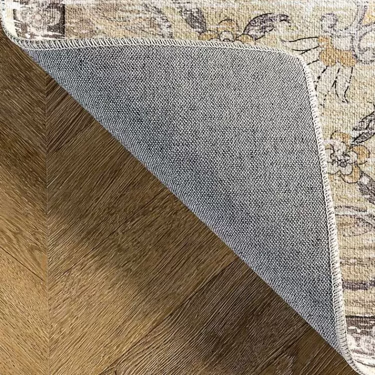 Oferta Flash de Hogar Kirklands - Alfombra Lavable con Diseño de Medallón Desgastado en Gris, Medidas 2.44x1.52m, Perfecta para Espacios Modernos