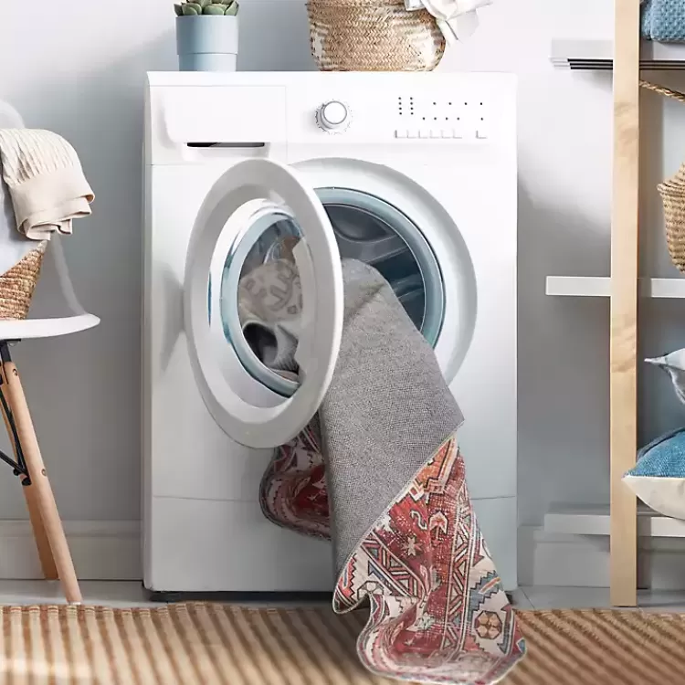 Oferta Flash de Hogar Kirklands - Alfombra Lavable con Diseño de Medallón Desgastado en Gris, Medidas 2.44x1.52m, Perfecta para Espacios Modernos
