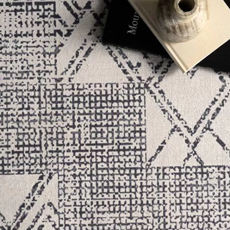 Alfombra moderna lavable 4x6 pies - Diseño geométrico con medallón gris para salas elegantes | Oferta especial en decoración Kirklands