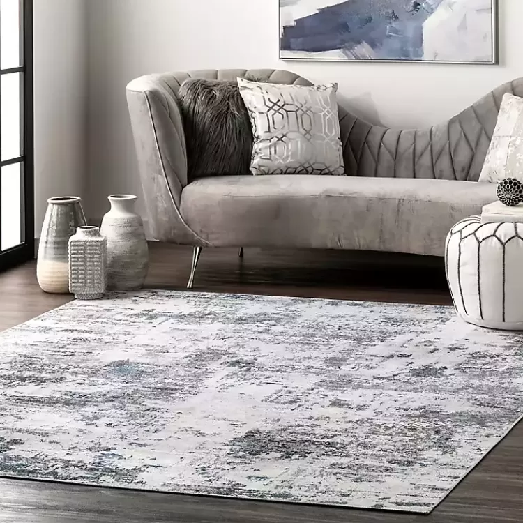 Alfombra Decorativa Lavable Gris Moderno - Tamaño 0.9x1.5m para Salas | Diseño Abstracto Contemporáneo | Colección Hogar Kirklands - Oferta Exclusiva en Textiles