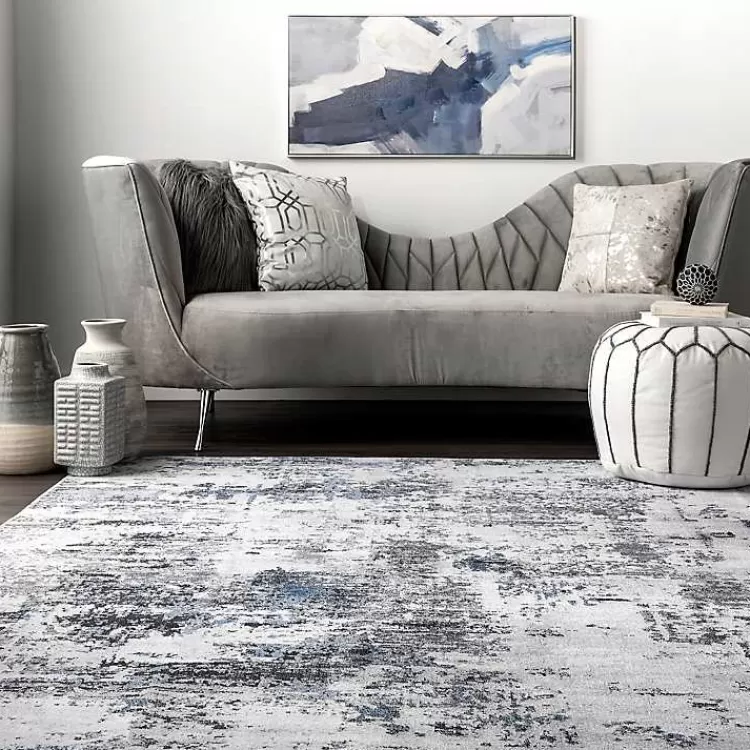Alfombra Decorativa Lavable Gris Moderno - Tamaño 0.9x1.5m para Salas | Diseño Abstracto Contemporáneo | Colección Hogar Kirklands - Oferta Exclusiva en Textiles