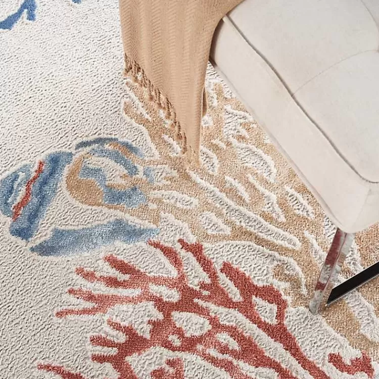 Alfombra Oceánica en Tonos Marfil - Diseño Relajante de Paraíso Submarino, Medidas 2.10x2.70m | Promoción Especial Hogar Kirklands