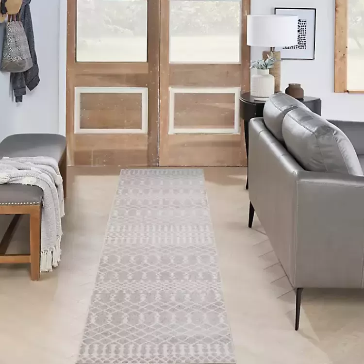 Alfombra decorativa lavable estilo marroquí en tonos claros - Tapiz corredor 2.4x3.6 metros para pasillos - Diseño exclusivo de Kirklands Home Collection