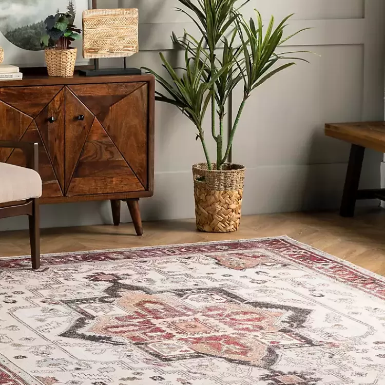 Alfombra Miley de 5x8 pies - Diseño Tradicional con Medallón y Elegancia Duradera, Lavable a Máquina - Colección Hogar Kirklands