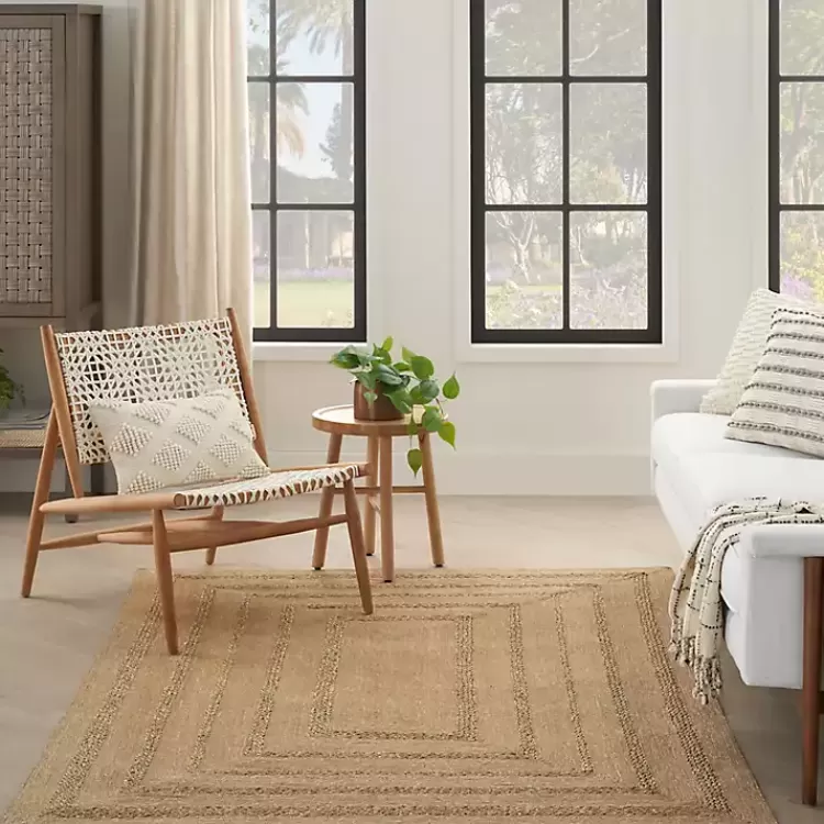 Alfombra Versátil de Fibra Natural para Interiores y Exteriores | Tamaño 4x6 Pies | Diseño Rústico Moderno - Colección Kirklands Home