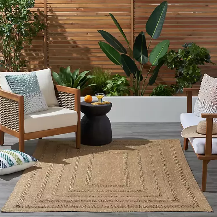 Alfombra Versátil de Fibra Natural para Interiores y Exteriores | Tamaño 4x6 Pies | Diseño Rústico Moderno - Colección Kirklands Home