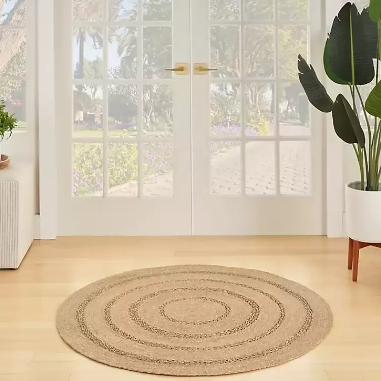 Alfombra Artesanal de Hierbas Marinas 4x4 Pies - Tejido Natural para Interior/Exterior | Decoración Sostenible con Estilo Kirklands - Precio Accesible