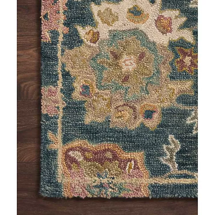 Alfombra tejida en lana 5x8 pies - diseño botánico azul marino | Ofertas especiales de liquidación en decoración para el hogar Kirklands